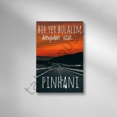 Bir Yer Bulalım Dünyadan Uzak Retro Ahşap Poster