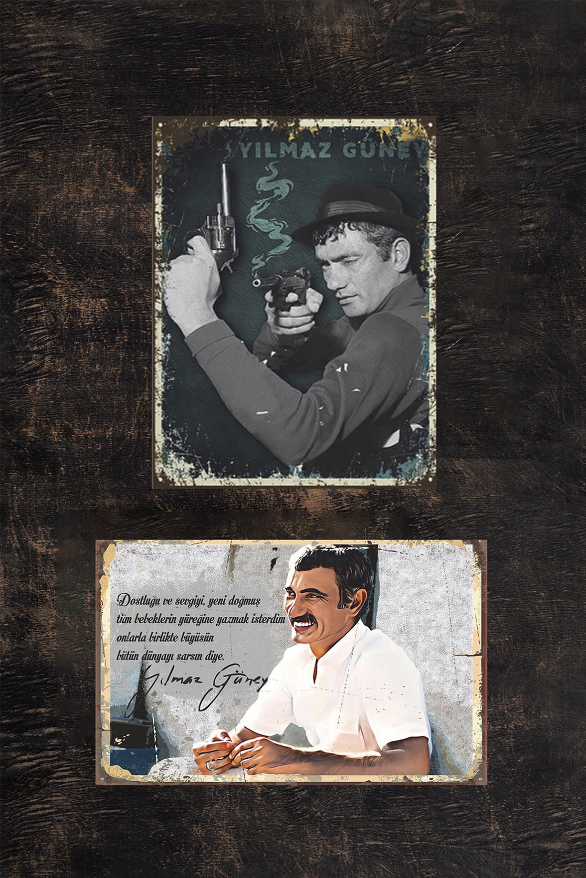 Yılmaz Güney Retro Ahşap Poster