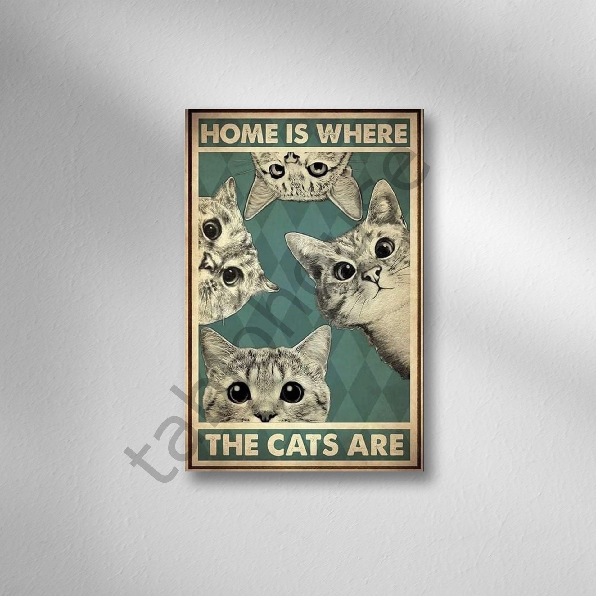 Kediler Retro Ahşap Poster