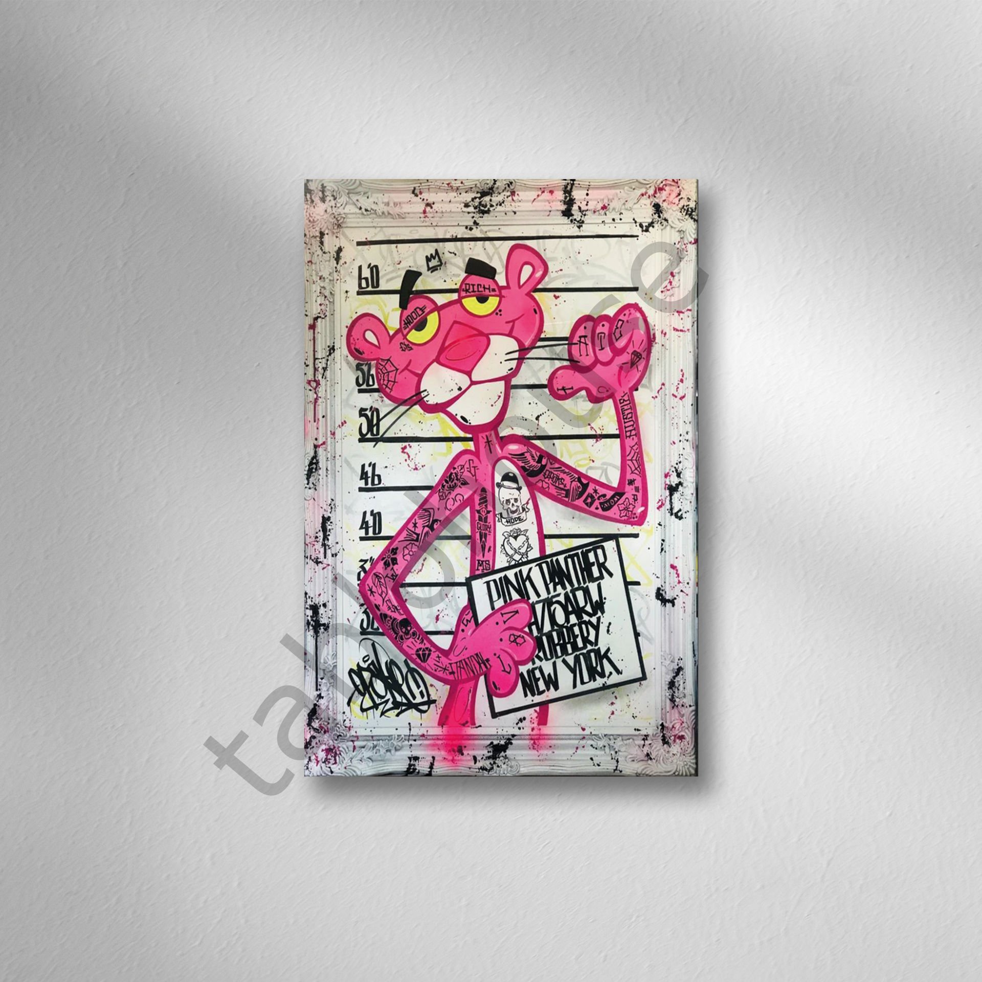 Pembe Panter Retro Ahşap Poster