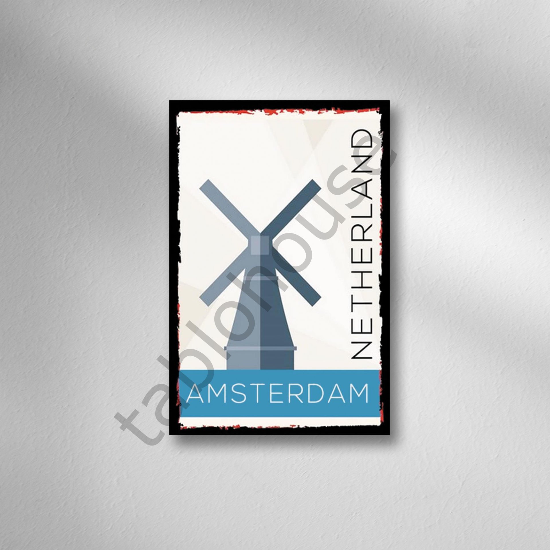 Amsterdam Retro Ahşap Poster