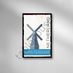 Amsterdam Retro Ahşap Poster