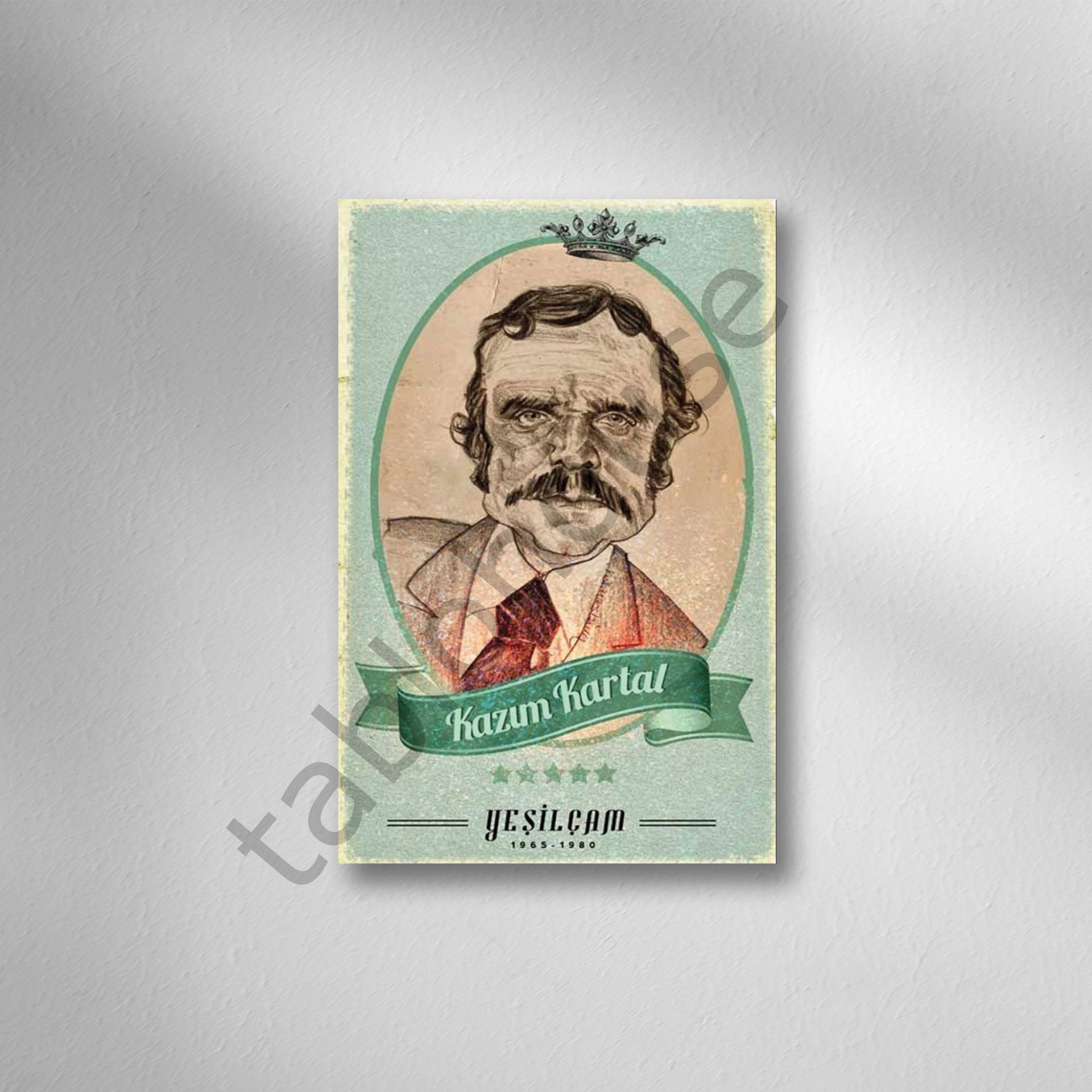 Yeşilçam Kazım Kartal Retro Ahşap Poster