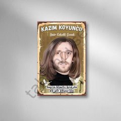 Kazım Koyuncu Şair Ceketli Çocuk ''Retro Ahşap Poster