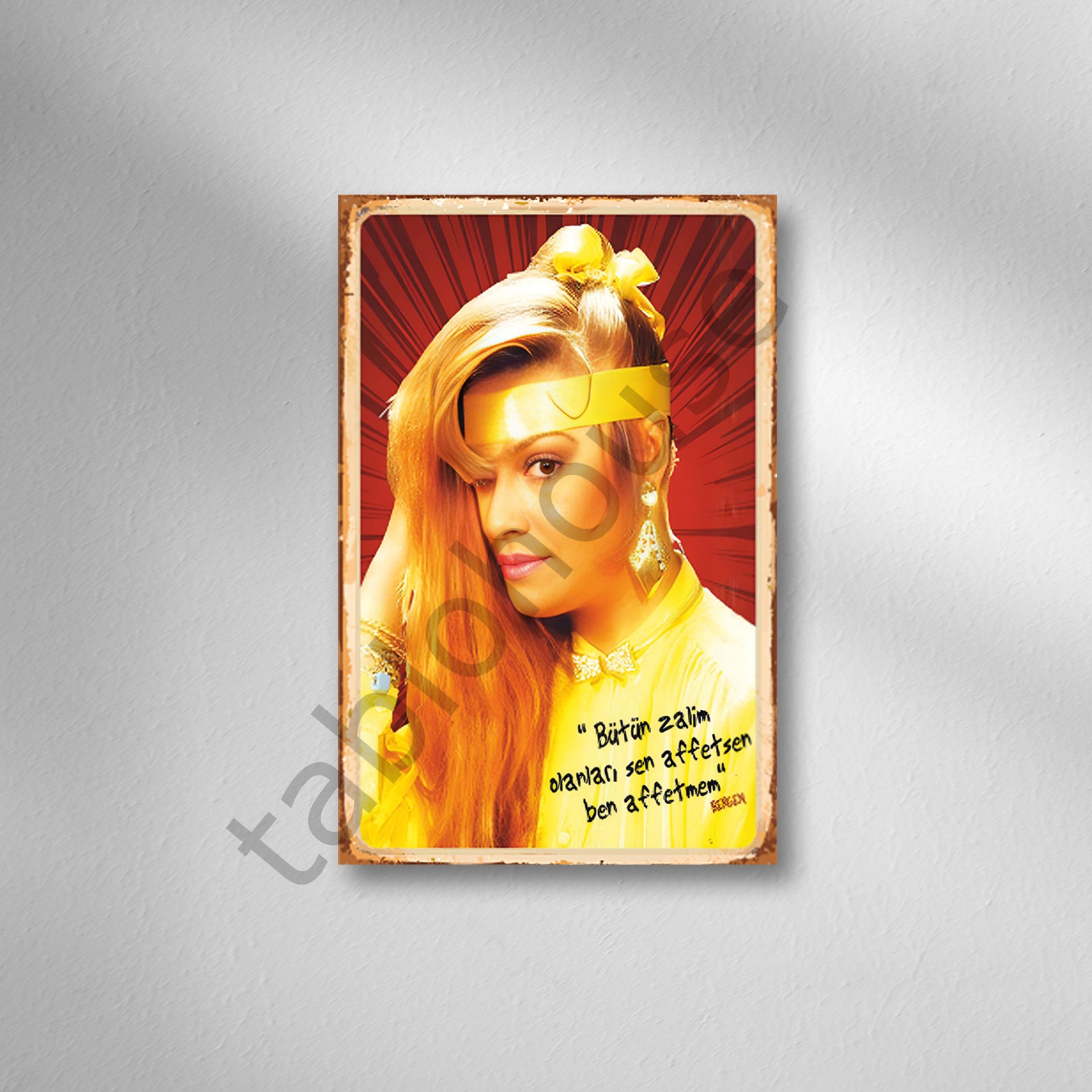 Bergen ''Bütün Zalim Olanları Sen Affetsen Ben Affetmem'' Retro Ahşap Poster