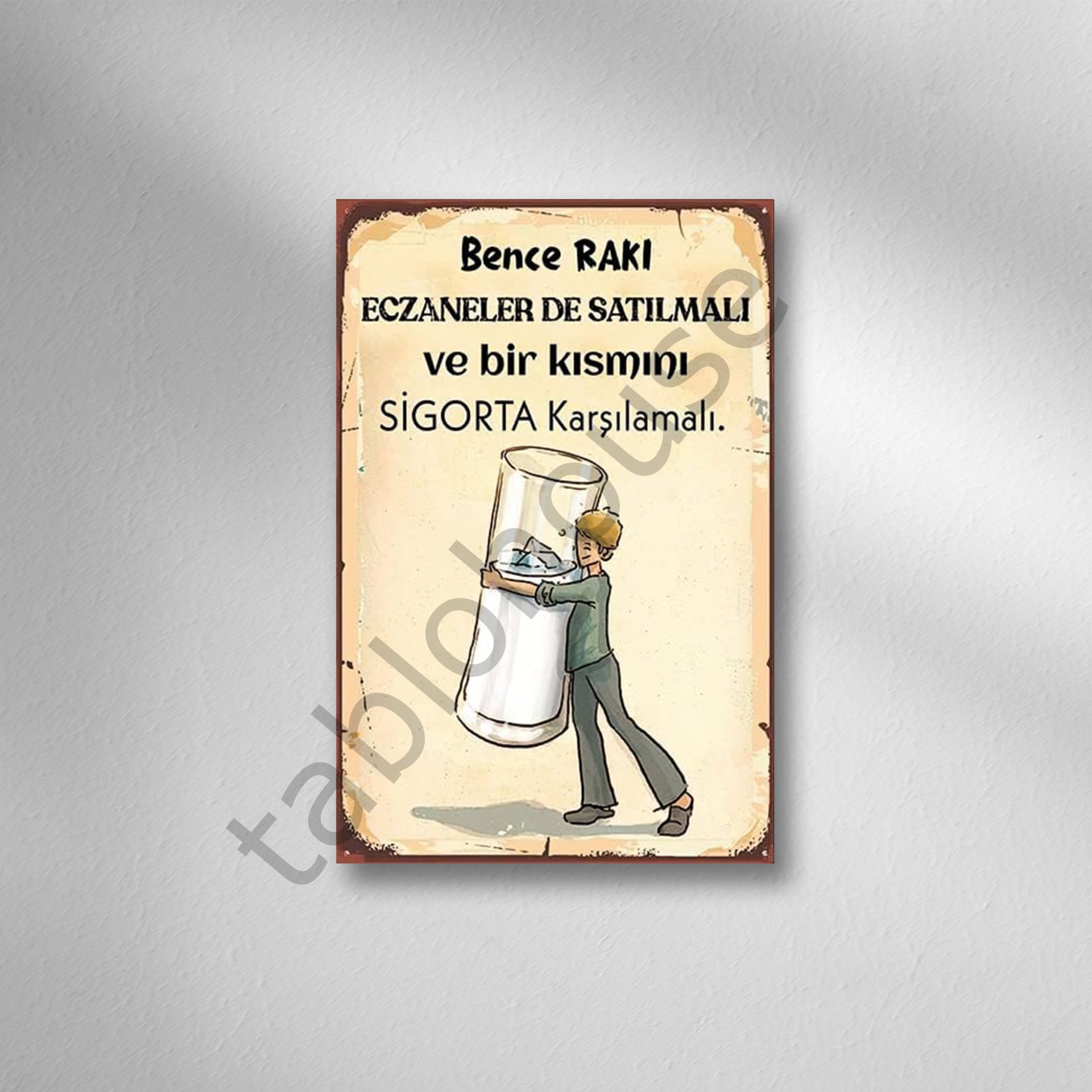 Bence Rakı  Retro Ahşap Poster