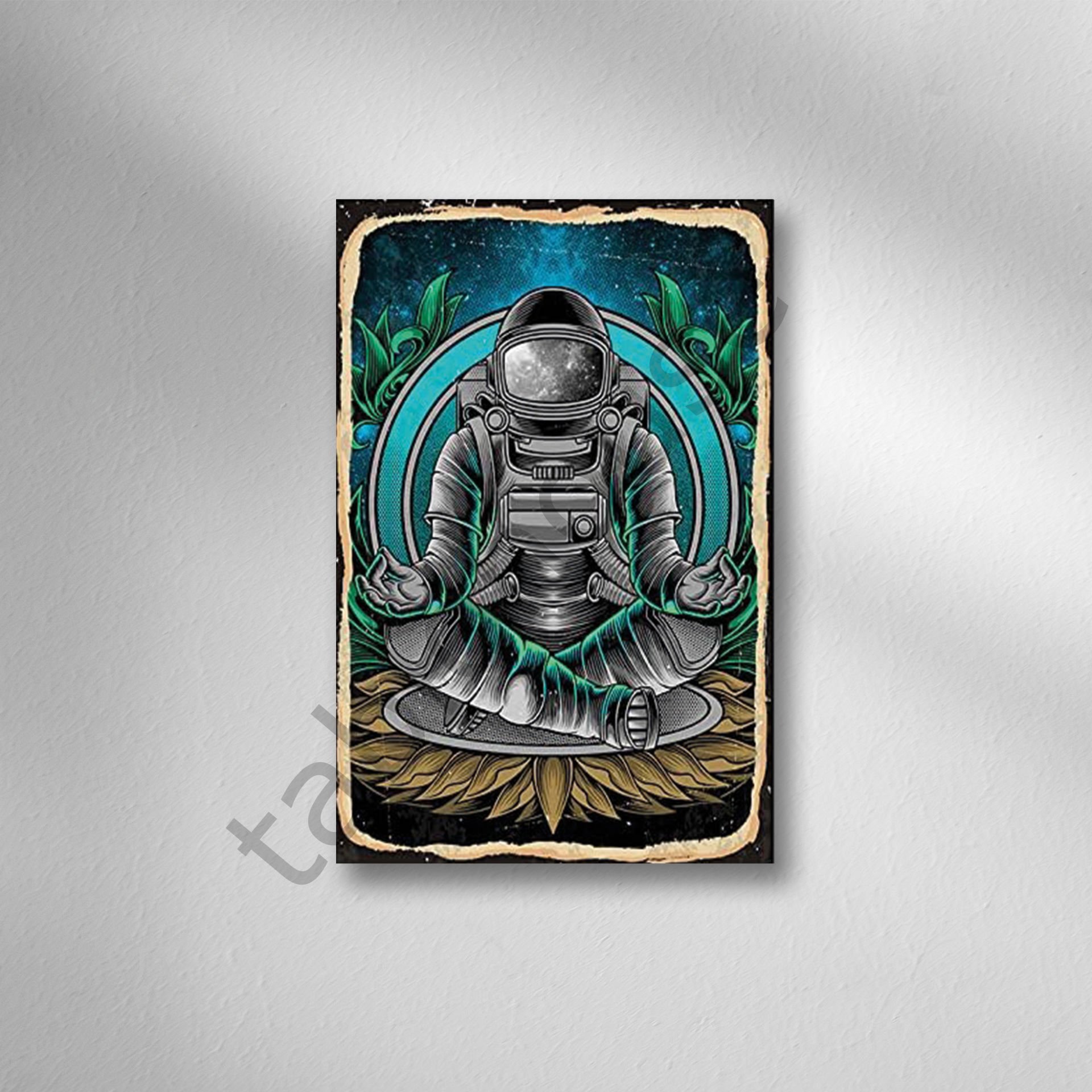 Astronot Retro Ahşap Poster