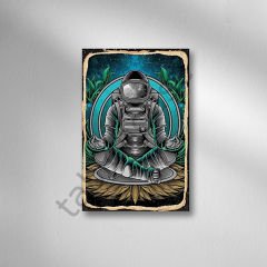 Astronot Retro Ahşap Poster