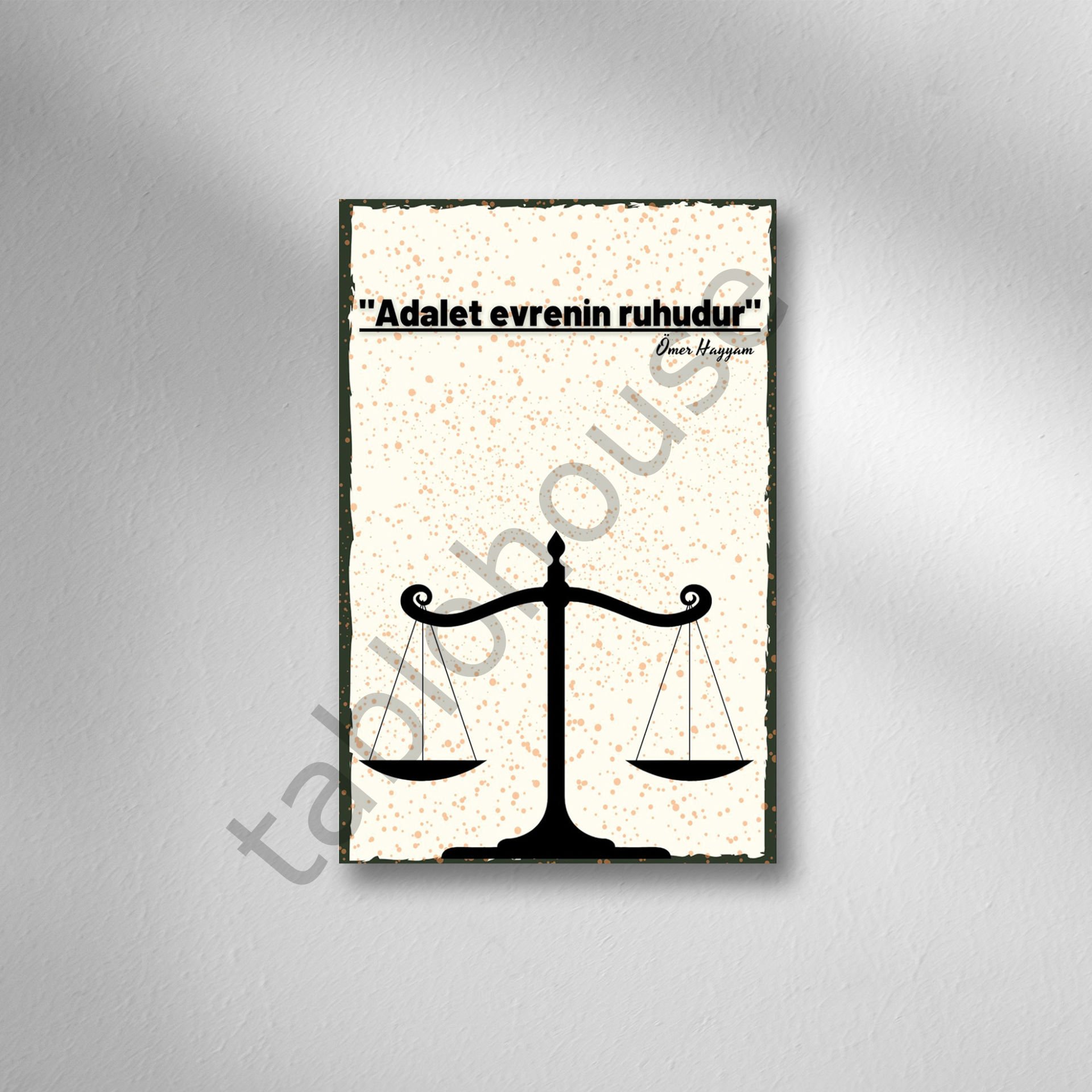 Adalet Evrenin Ruhudur Retro Ahşap Poster