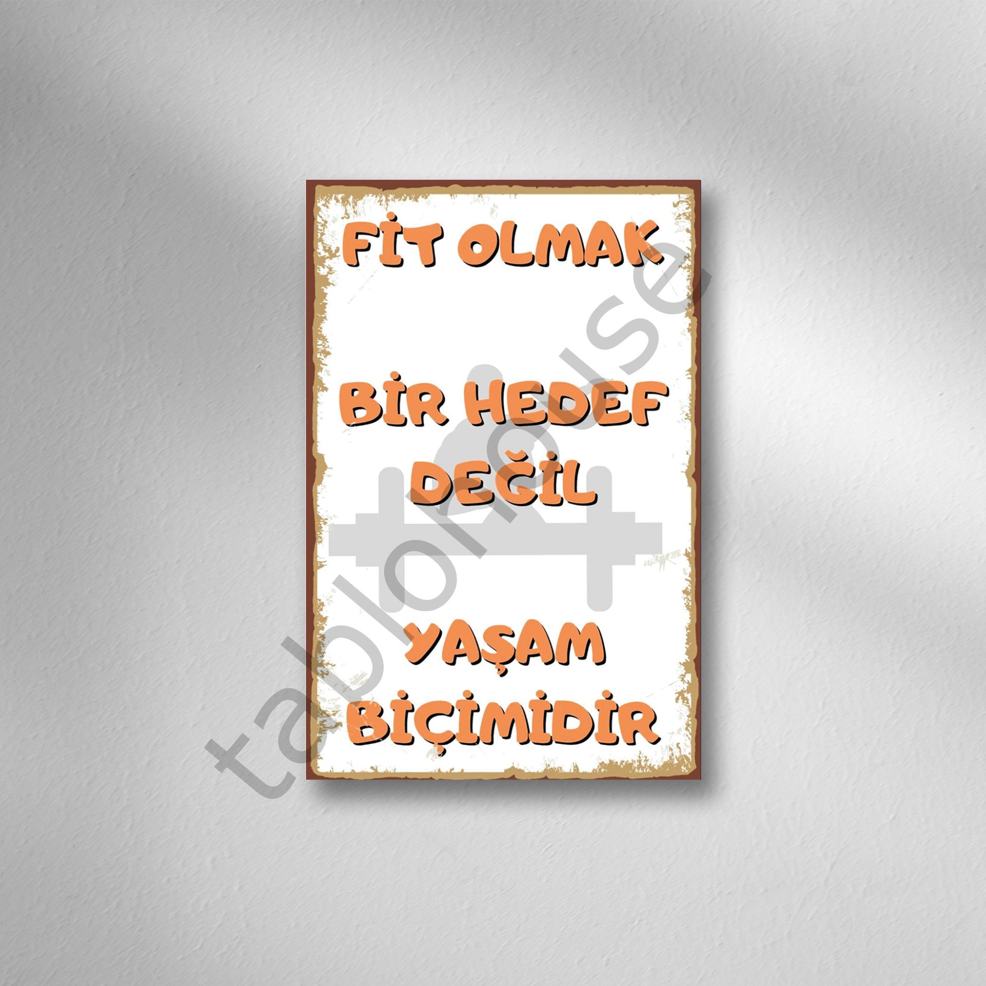 Fit Olmak Bir Hedef Değil Yaşam Biçimidir  Retro Ahşap Poster