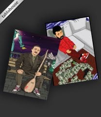 Neşet Ertaş ve Azer Bülbül Retro Ahşap Poster