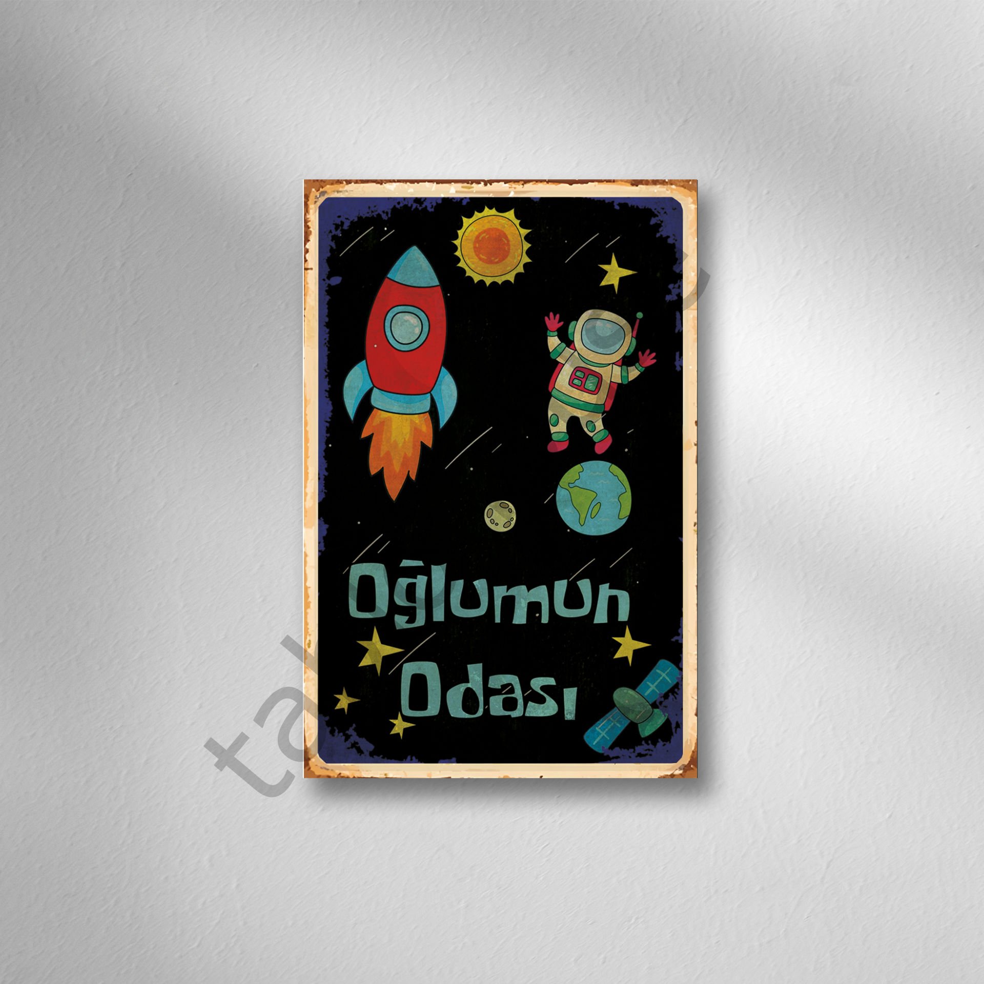 Oğlumun Odası Retro Ahşap Poster
