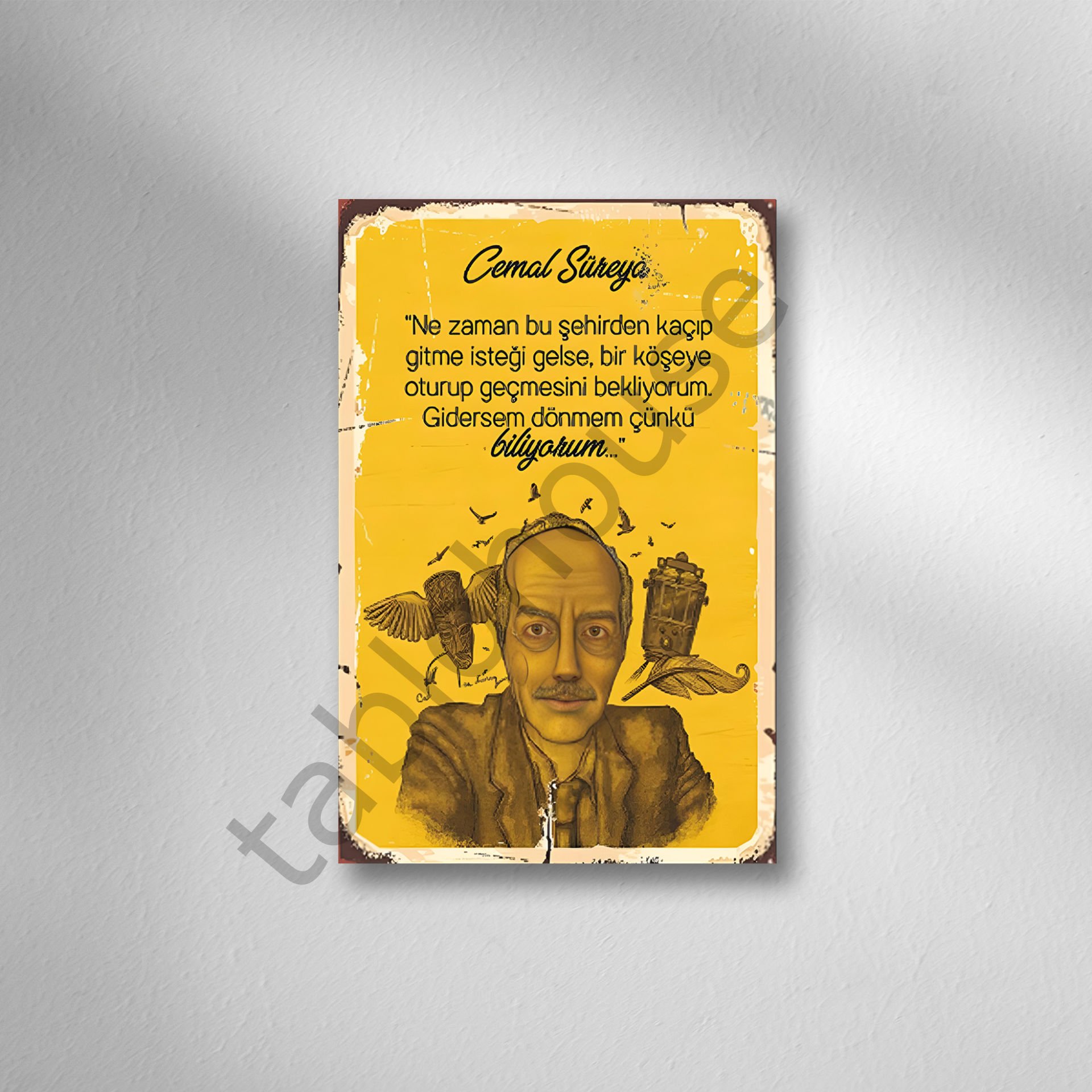 Cemal Süreya Retro Ahşap Poster