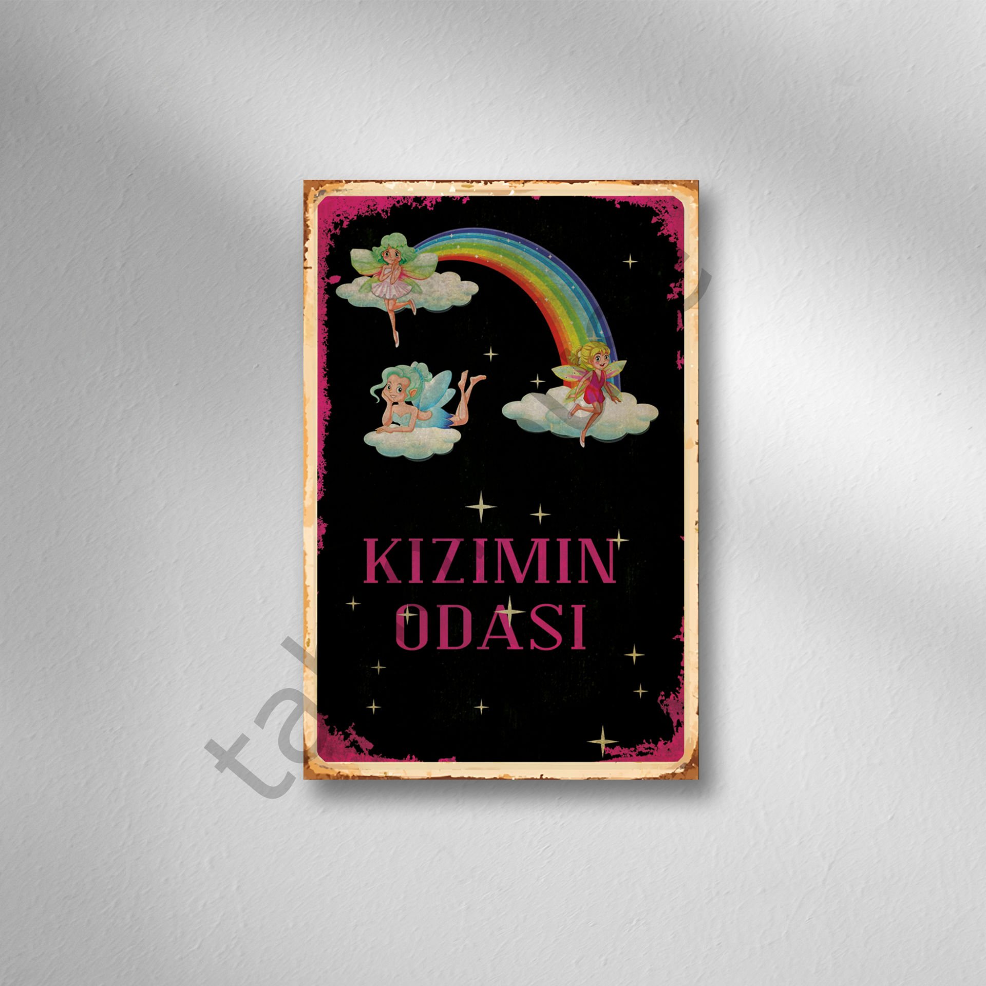 Kızımın Odası Retro Ahşap Poster