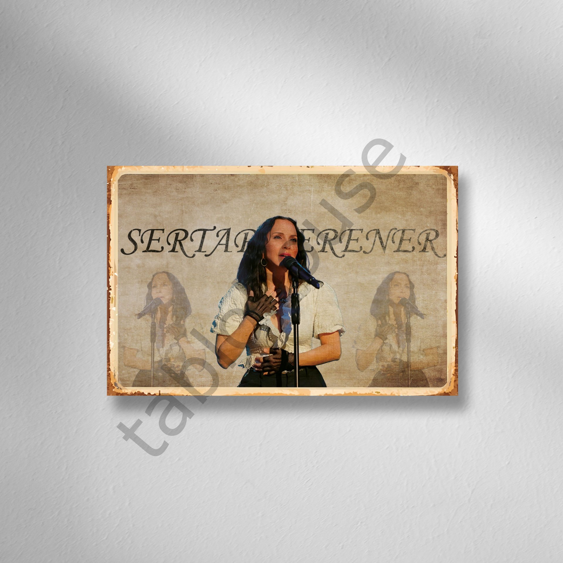 Sertap Erener Retro Ahşap Poster