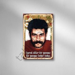 Yaprak Döker Bir Yanımız Bir Yanımız Bahar Bahçe  Retro Ahşap Poster