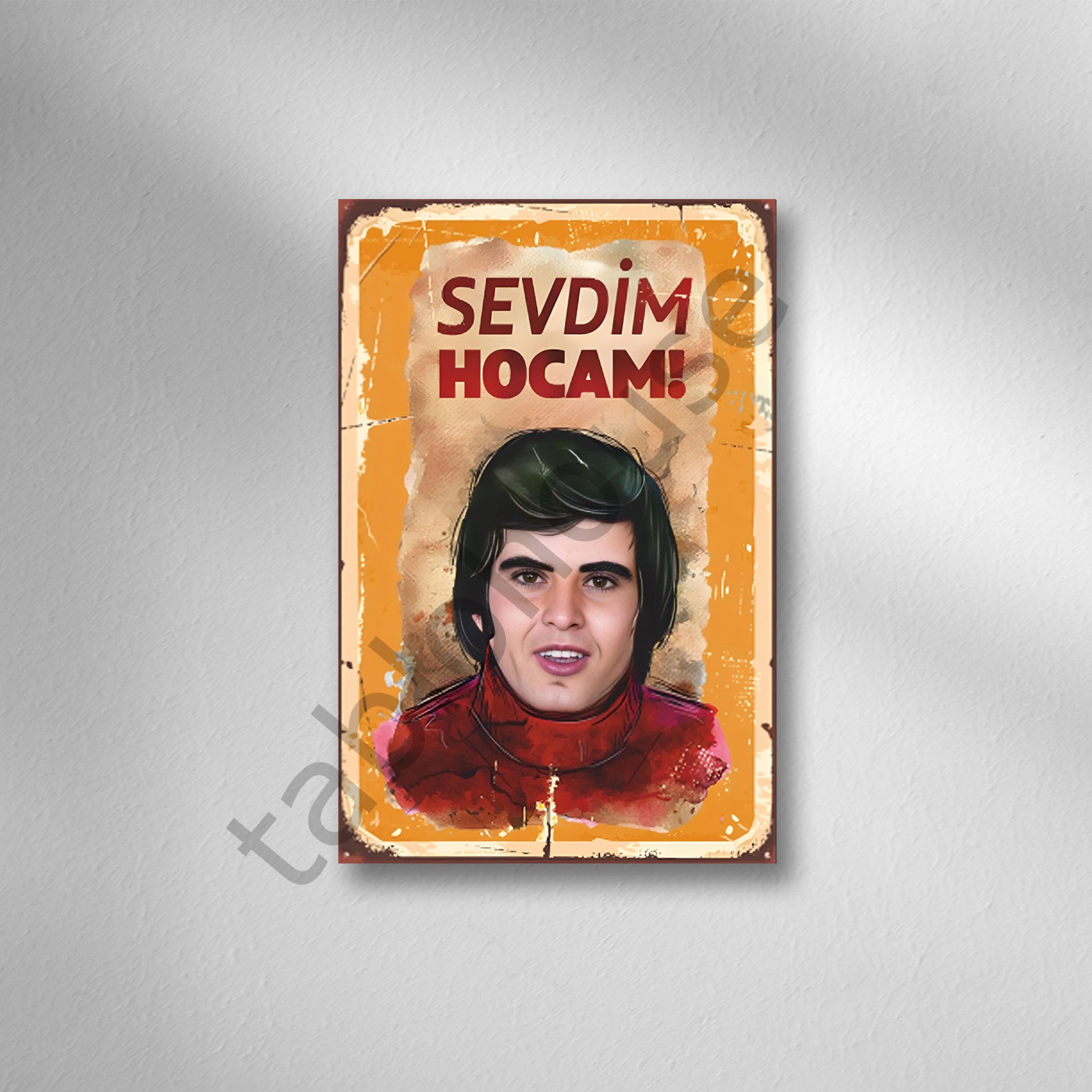 Tarık Akan ''Sevdim Hocam'' Retro Ahşap Poster