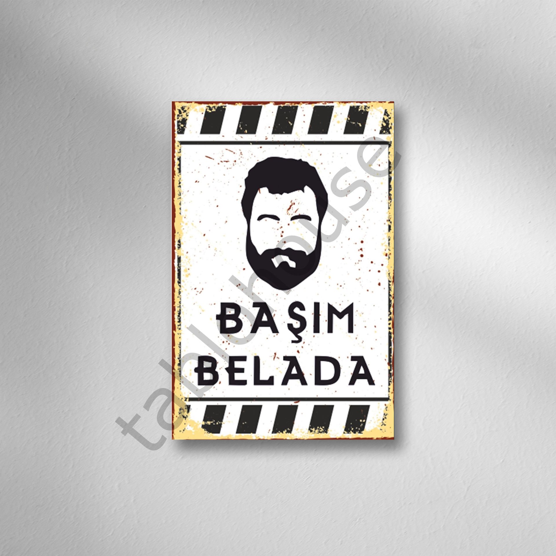 Başım Belada Retro Ahşap Poster