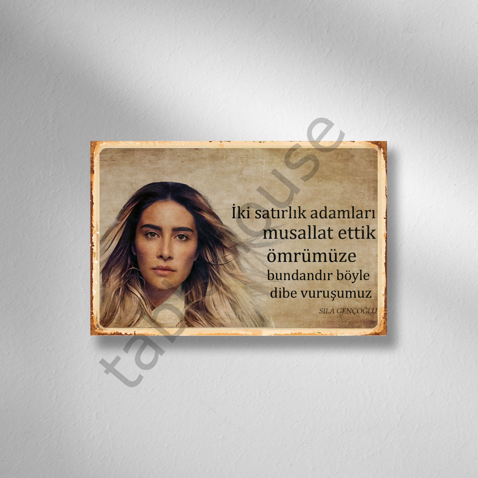 Sıla ''İki Satırlık Adamları Musallat Ettik Ömrümüze'' Retro Ahşap Poster