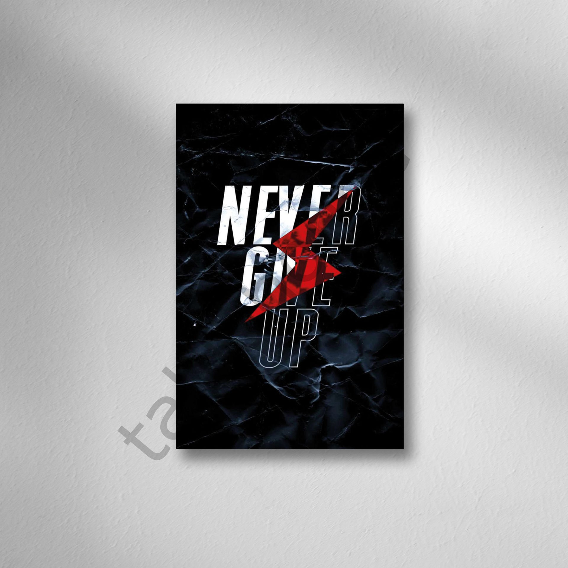 Never Give Up   Retro Ahşap Poster