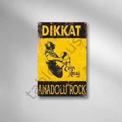 Dikkat Anadolu Rock Retro Ahşap Poster