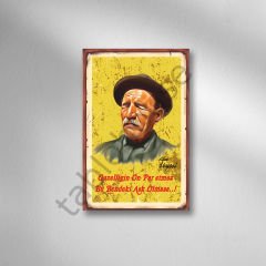 Aşık Veysel ''Güzelliğin On Par Etmez...'' Retro Ahşap Poster