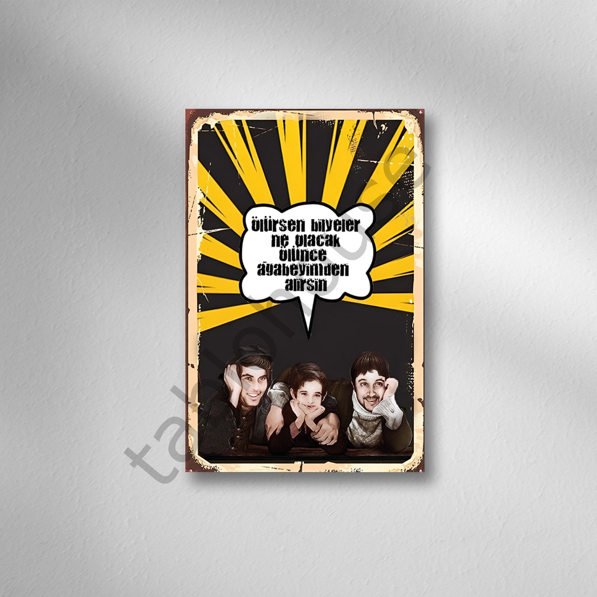 Ölürsem Bilyeler Ne Olacak Retro Ahşap Poster