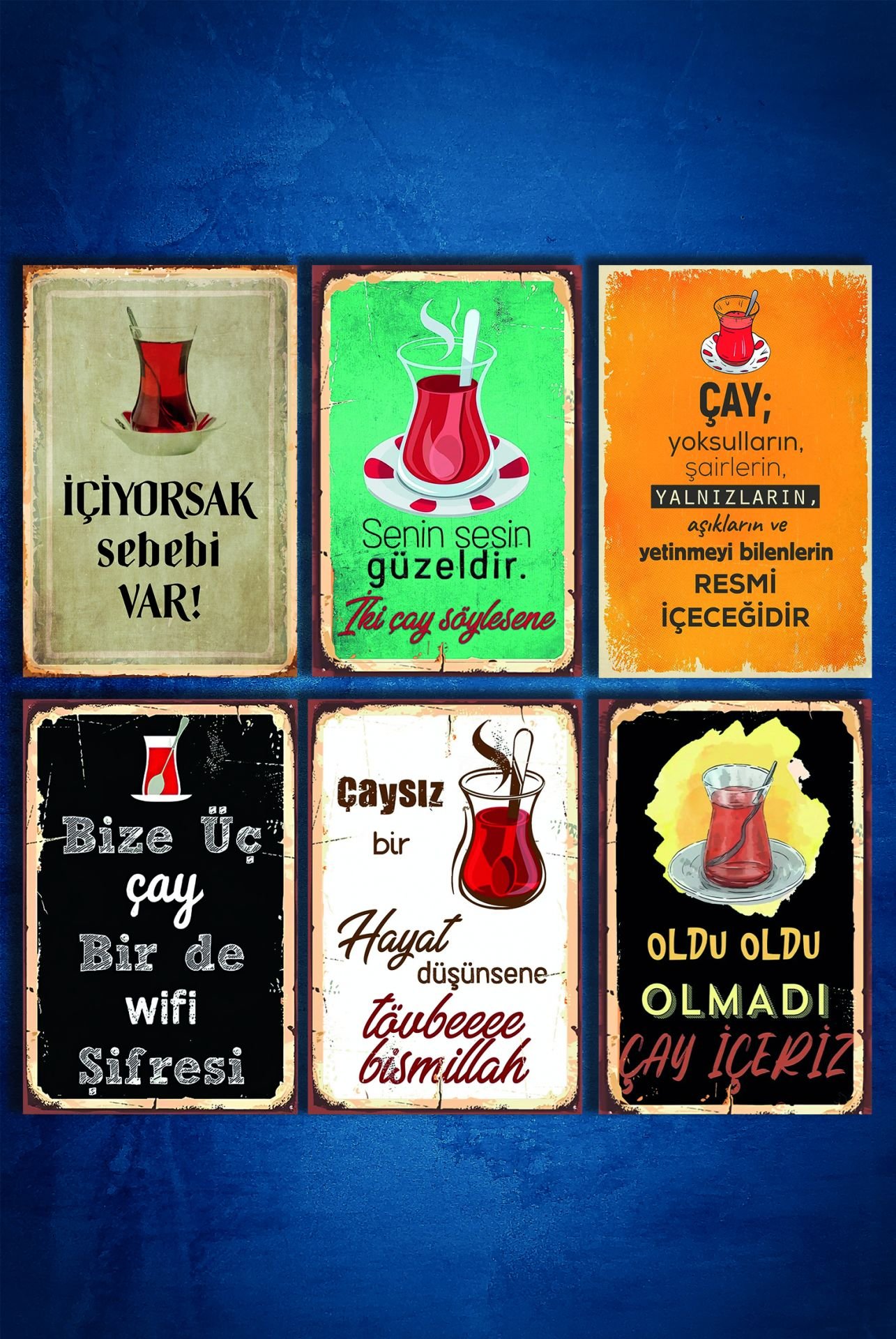 6'lı Retro Ahşap Poster