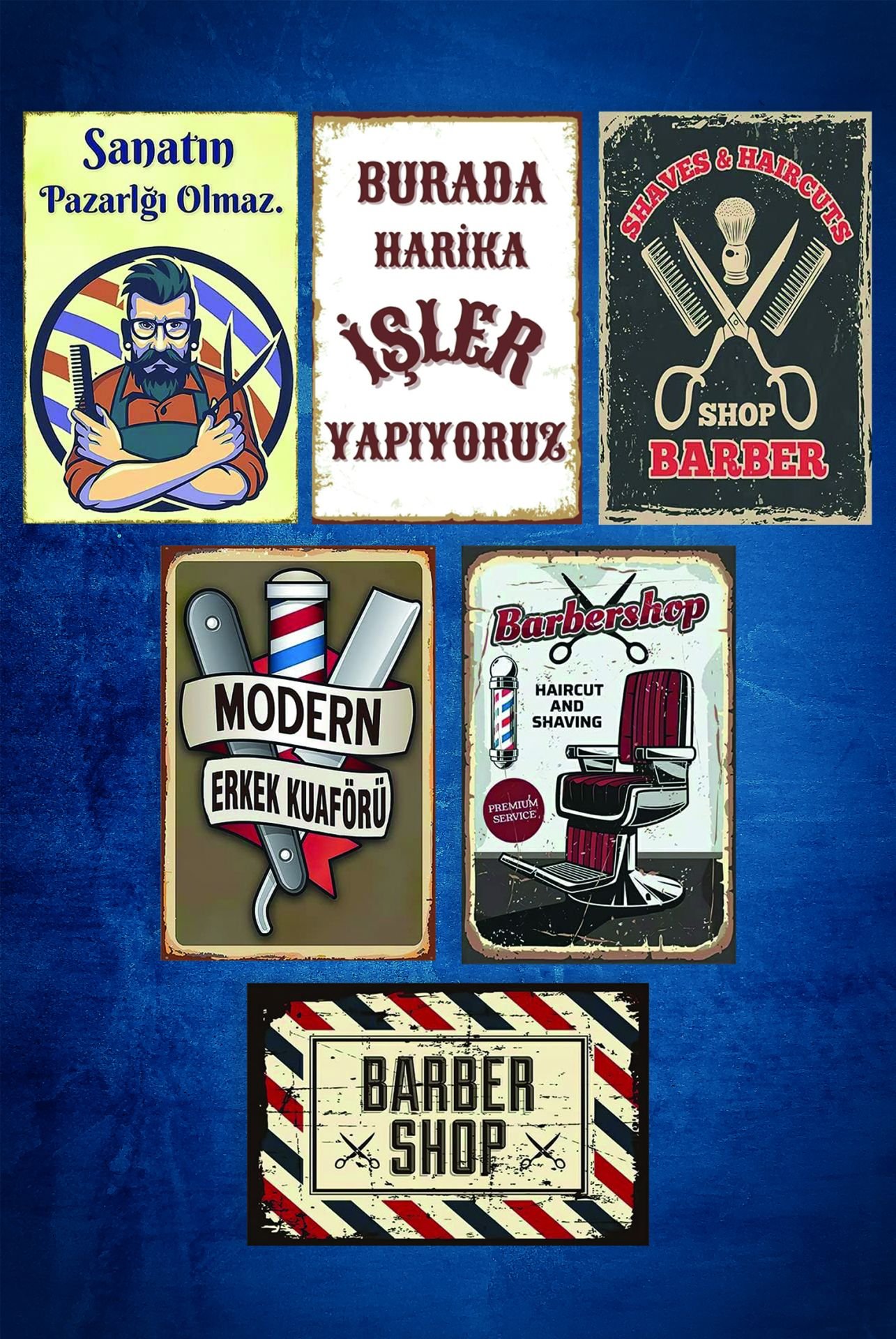 6'lı Retro Ahşap Poster