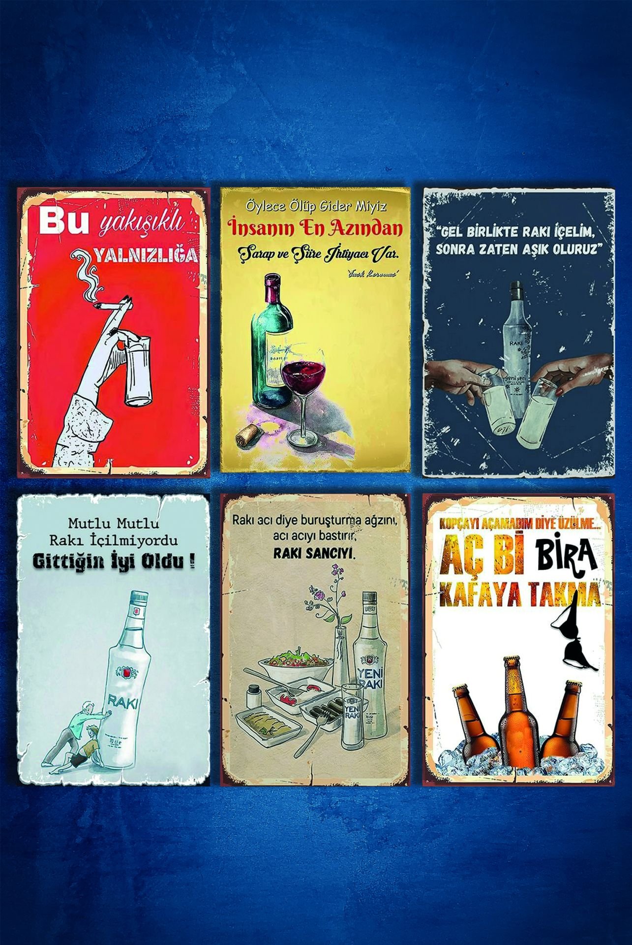 6'lı Retro Ahşap Poster