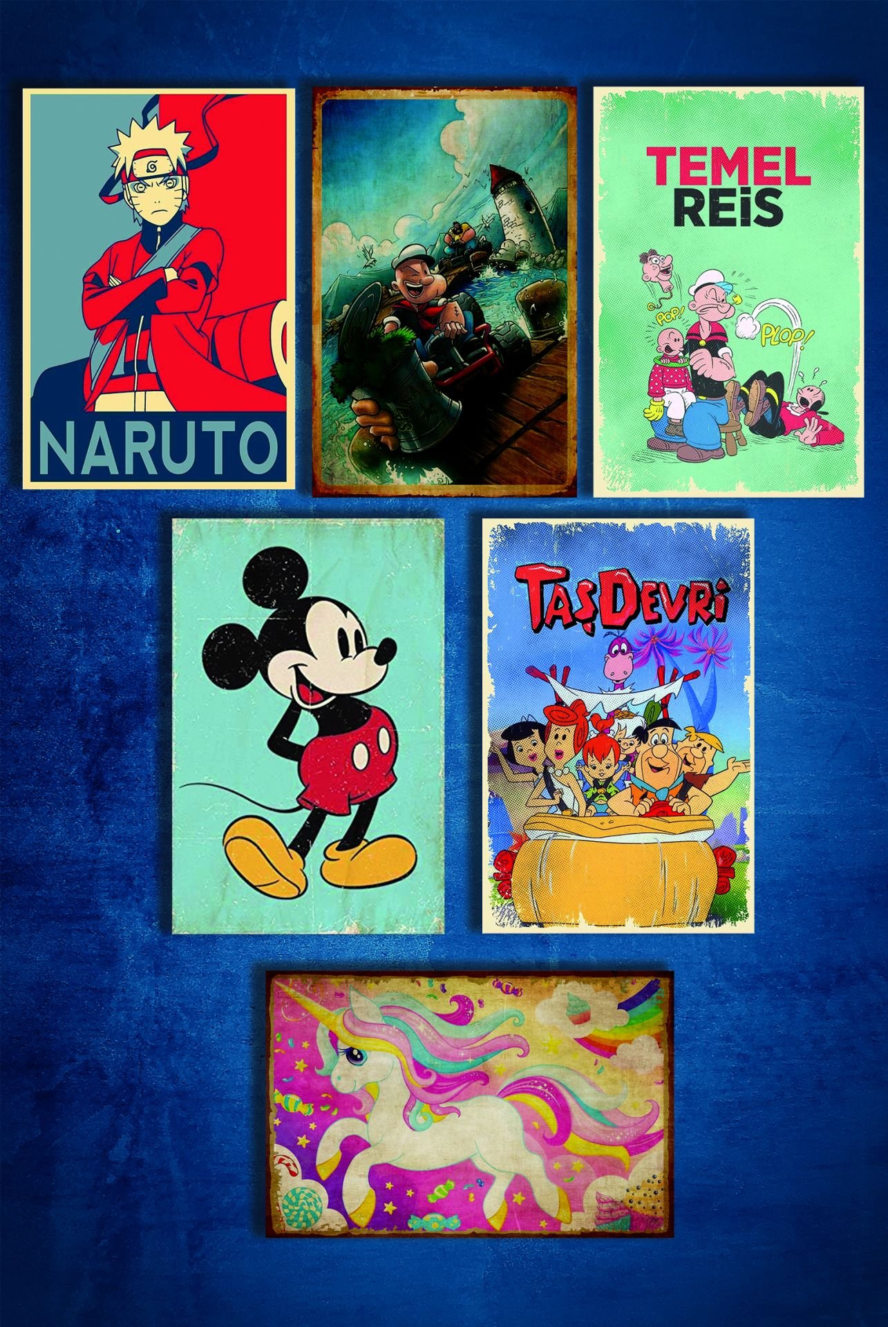 6'lı Retro Ahşap Poster