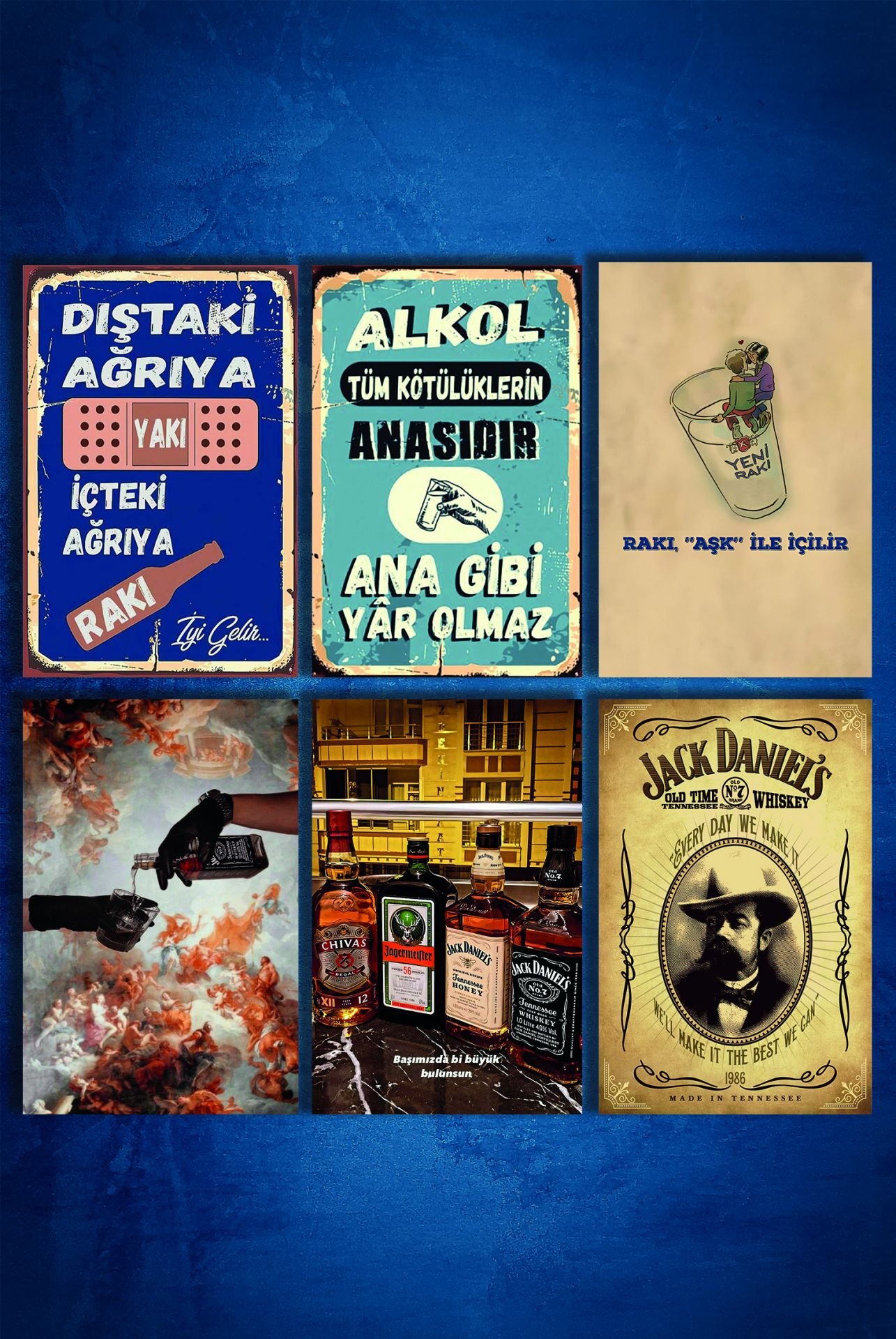 6'lı Retro Ahşap Poster