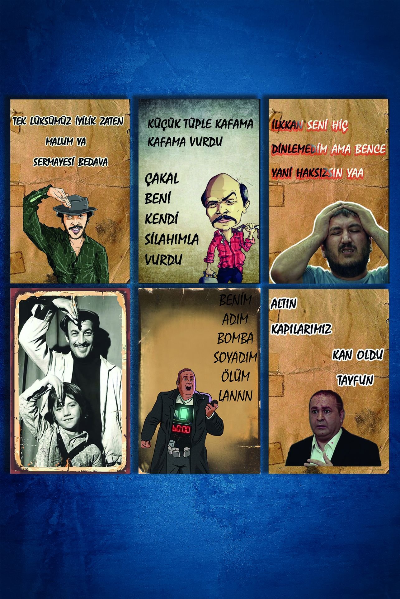 6'lı Retro Ahşap Poster