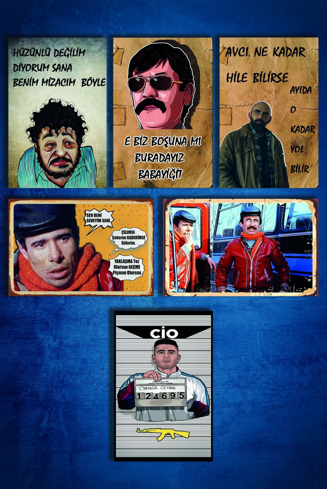 6'lı Retro Ahşap Poster