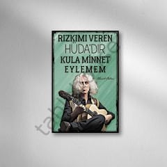 Ahmet Aslan ''Rızkımı Veren HÜDA'DIR Kula Minnet Eylemem'' Retro Ahşap Poster
