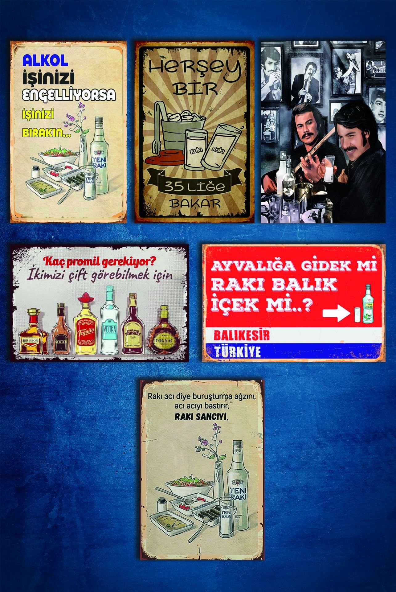 6'lı Retro Ahşap Poster