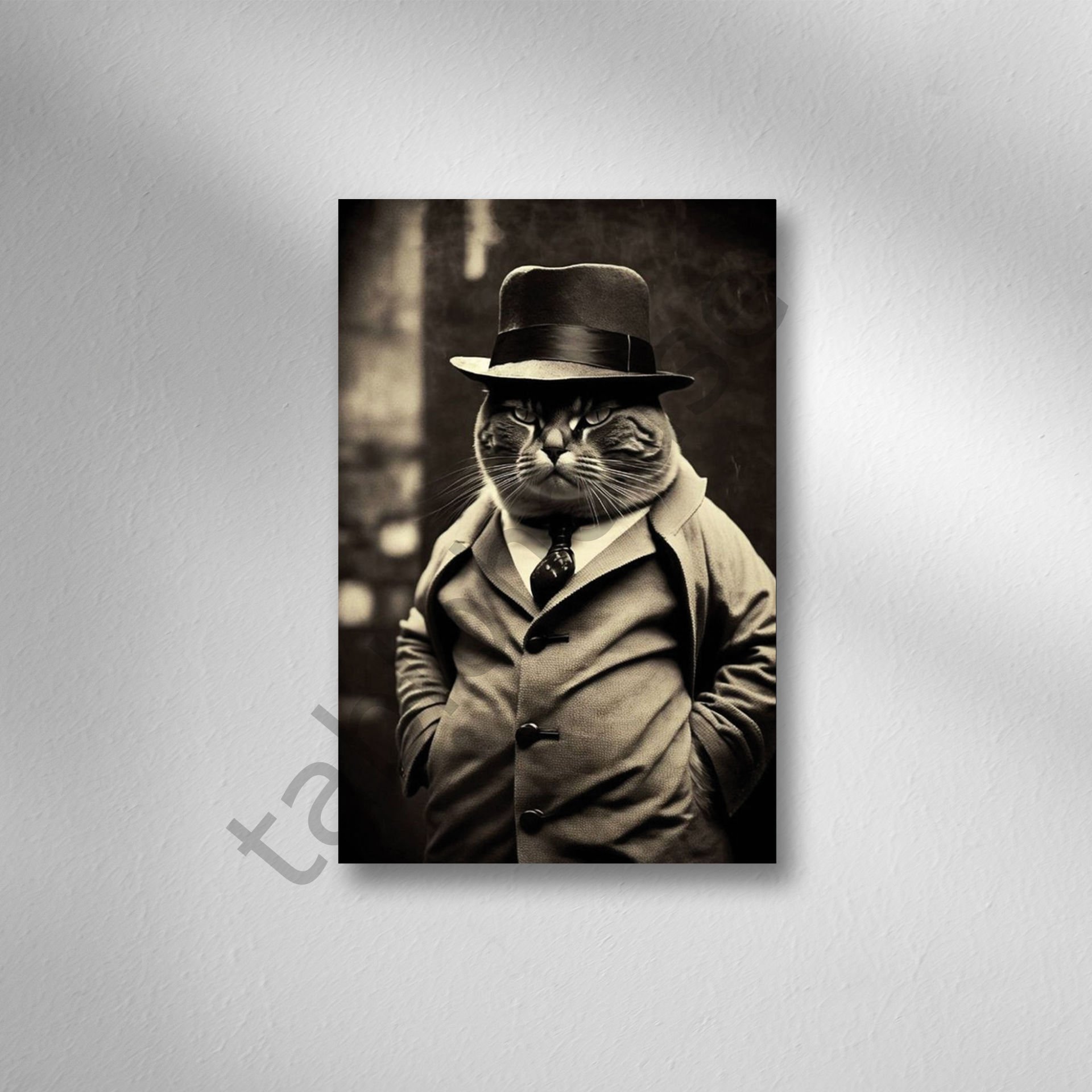 Kedi Retro Ahşap Poster