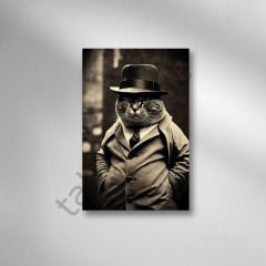 Kedi Retro Ahşap Poster