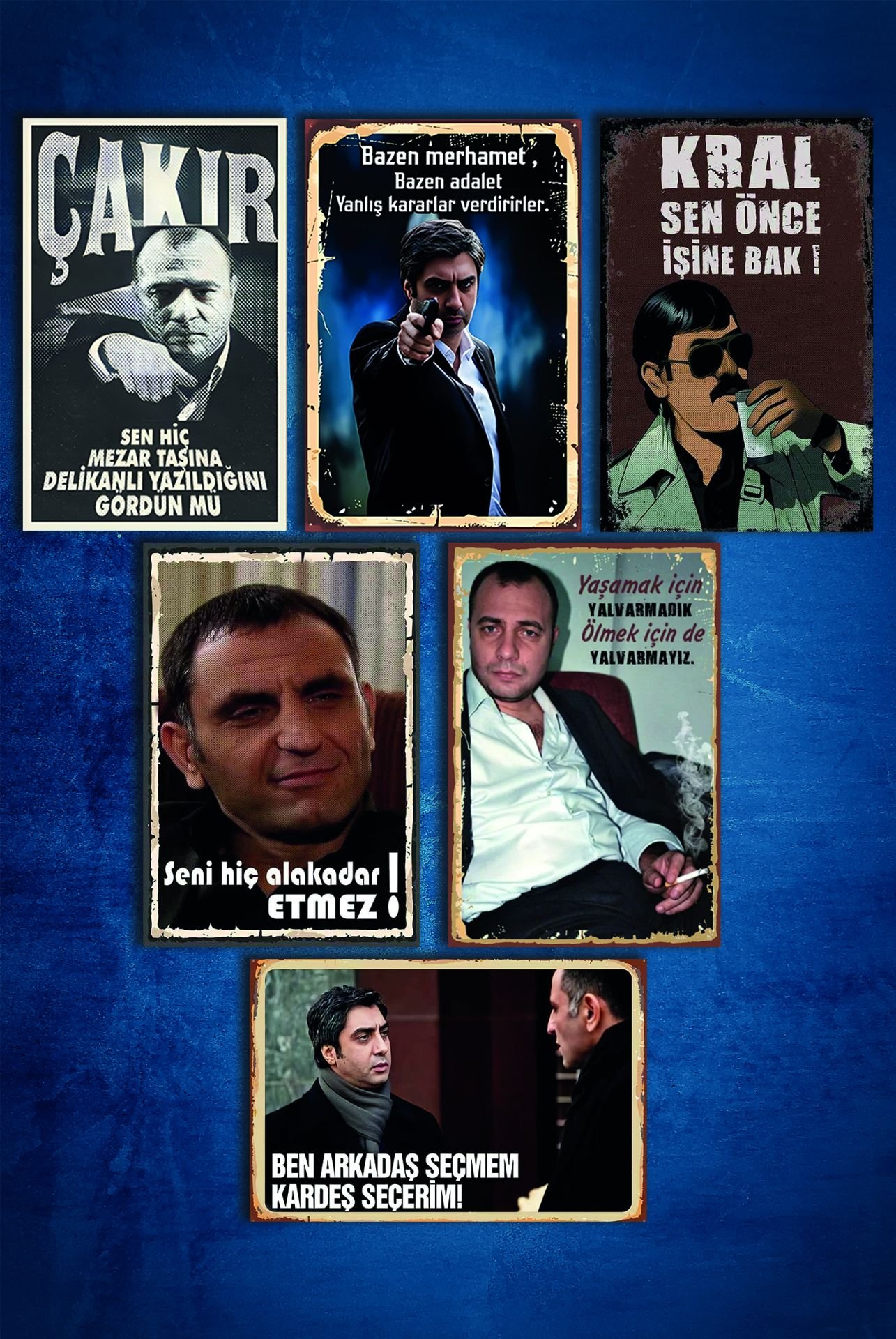 6'lı Retro Ahşap Poster
