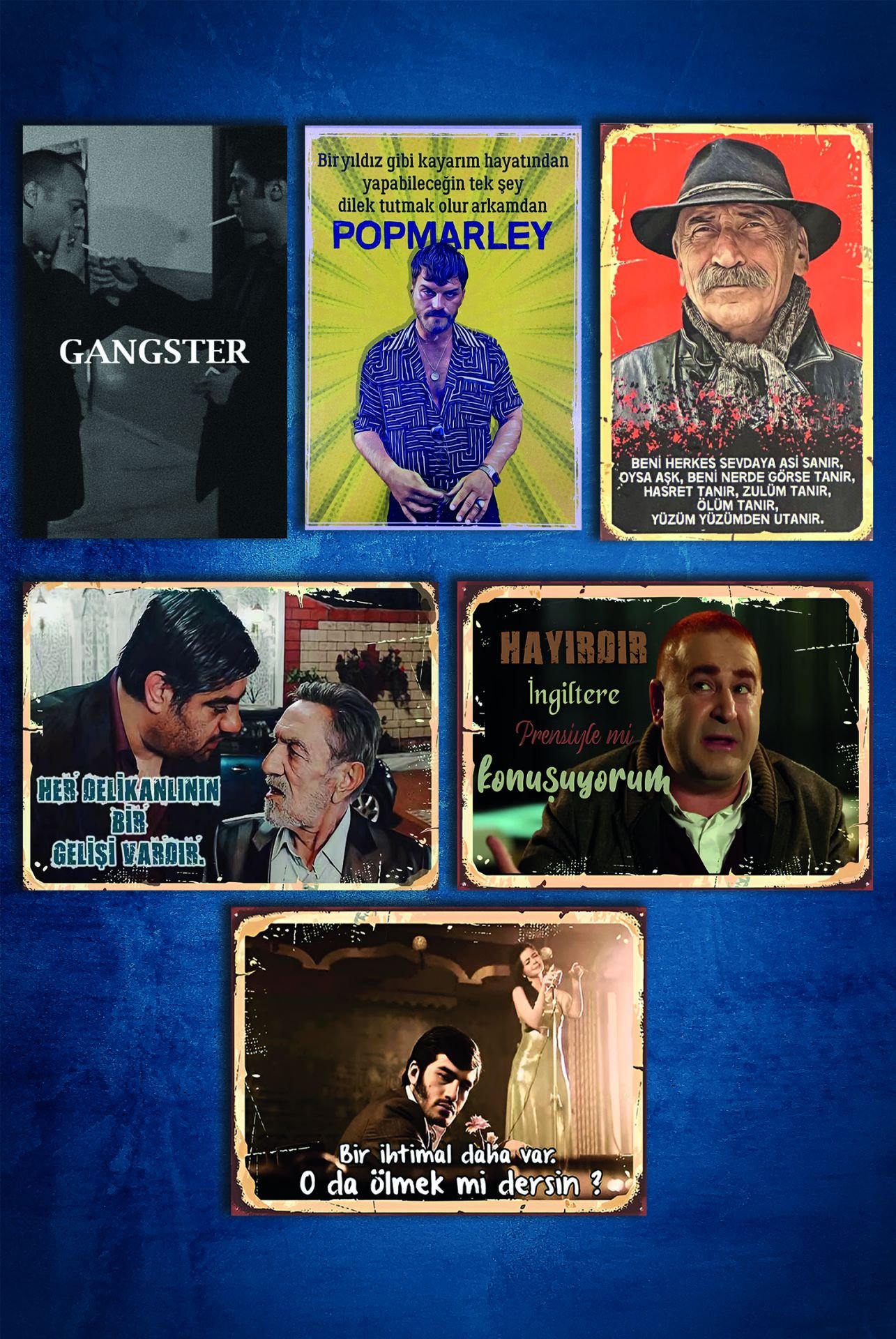 6'lı Retro Ahşap Poster