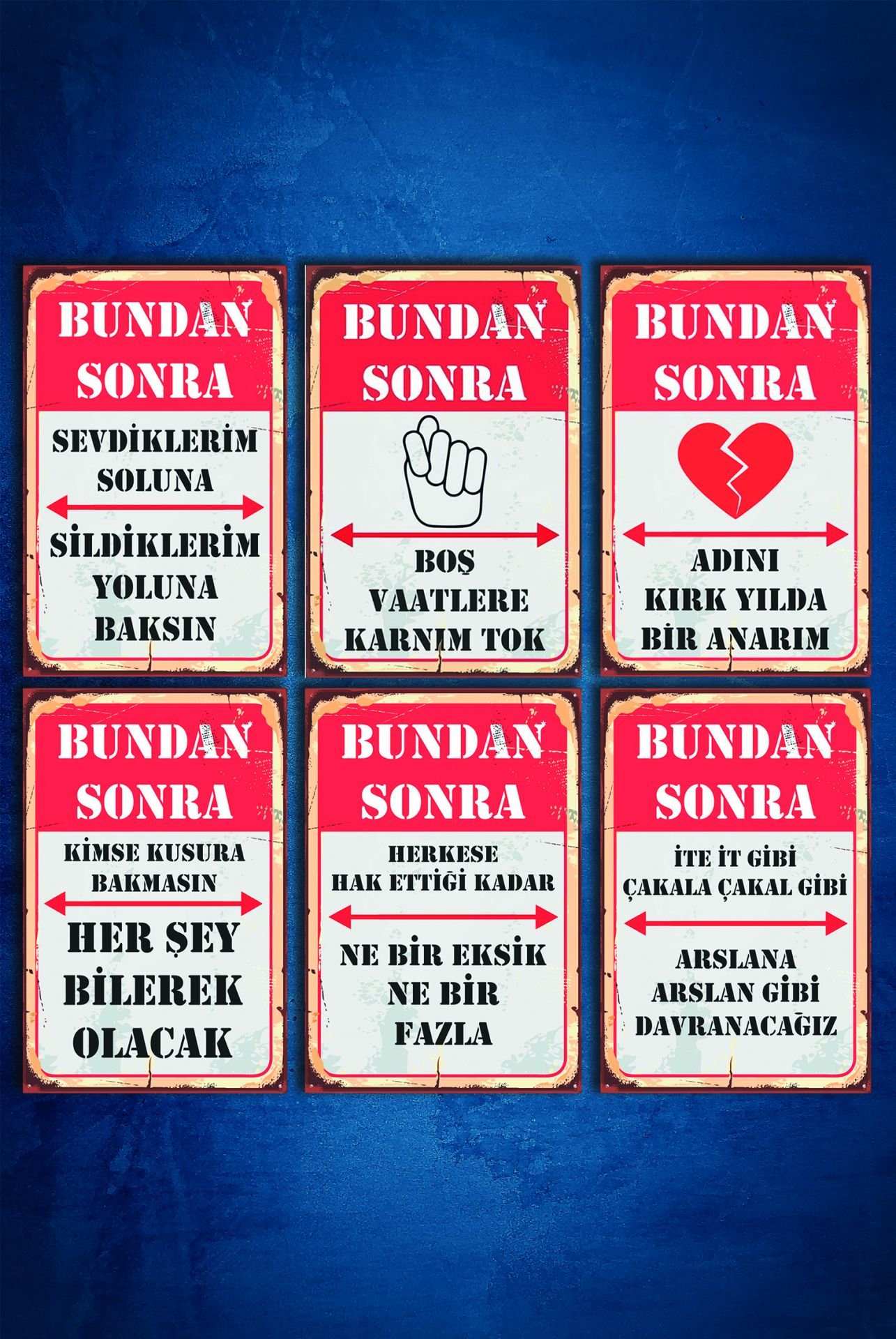 6'lı Retro Ahşap Poster