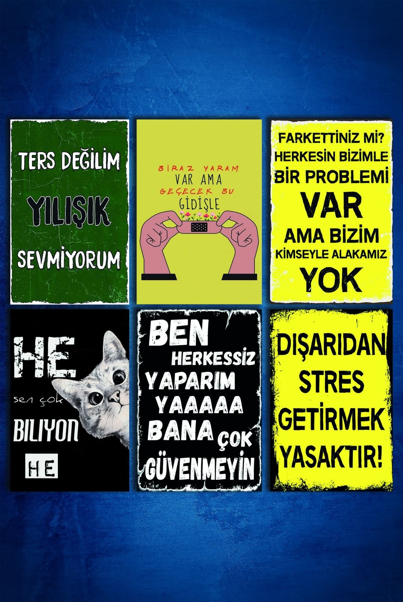6'lı Retro Ahşap Poster