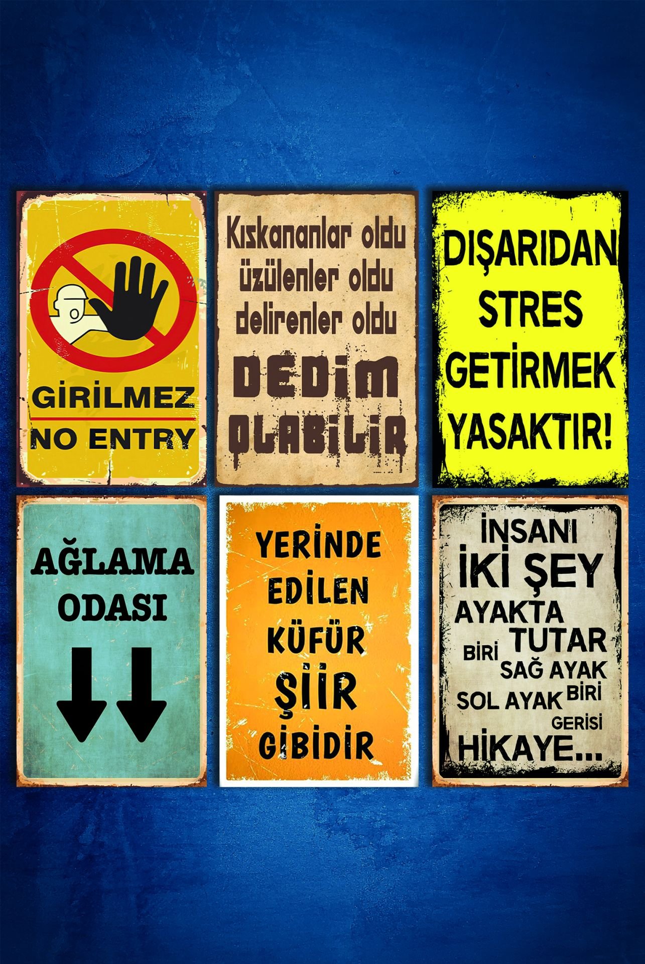 6'lı Retro Ahşap Poster
