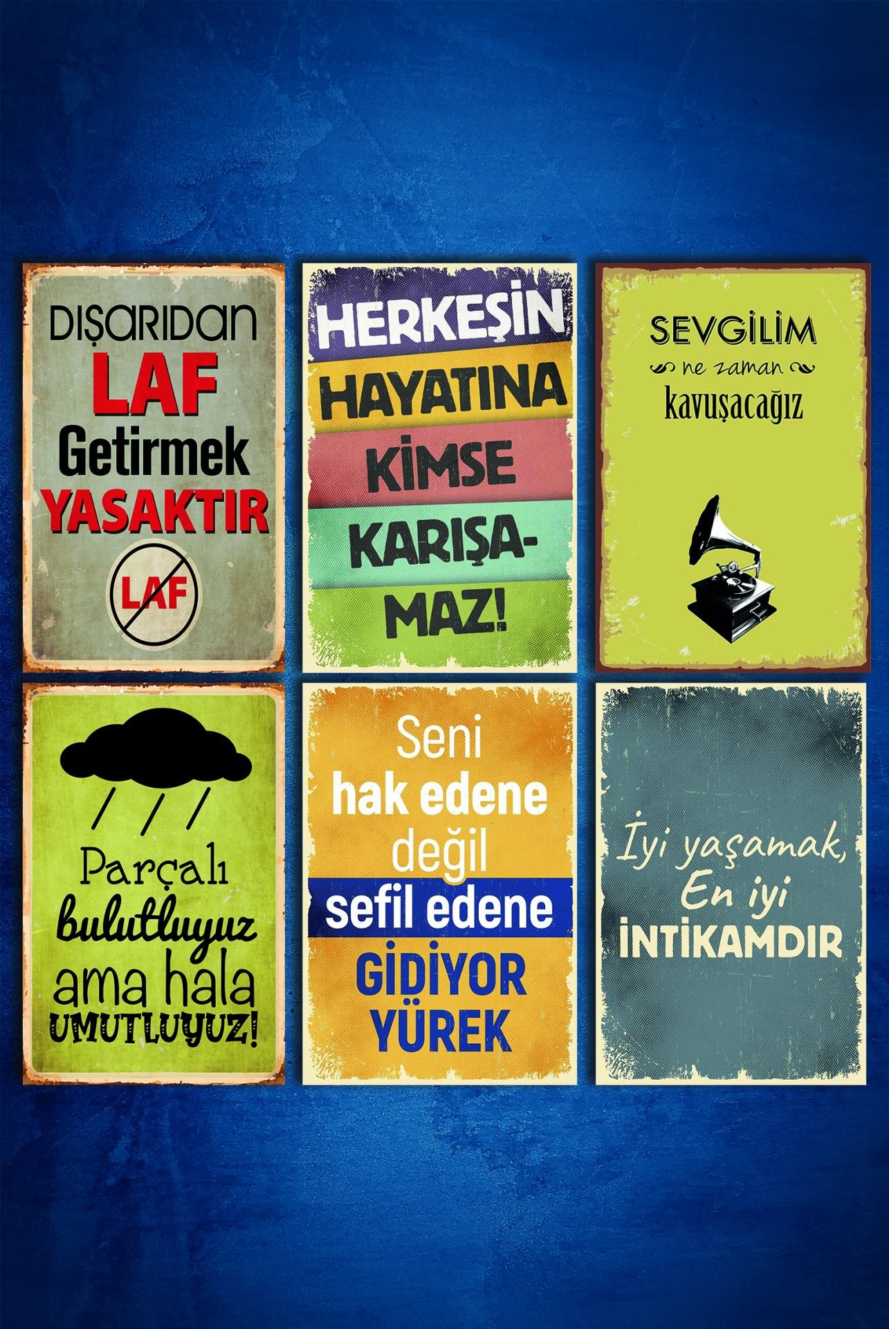 6'lı Retro Ahşap Poster