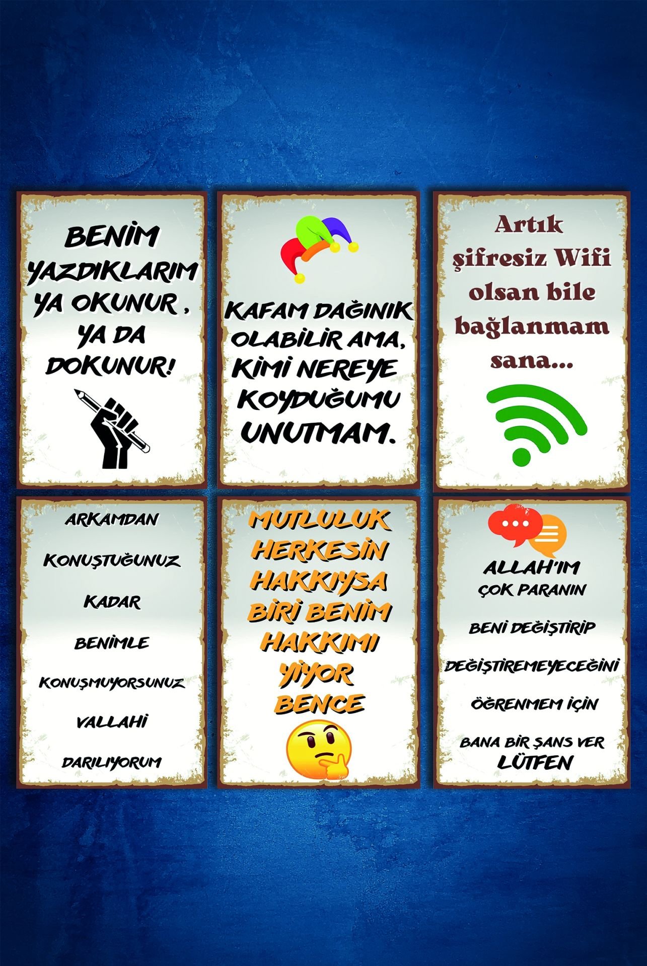 6'lı Retro Ahşap Poster