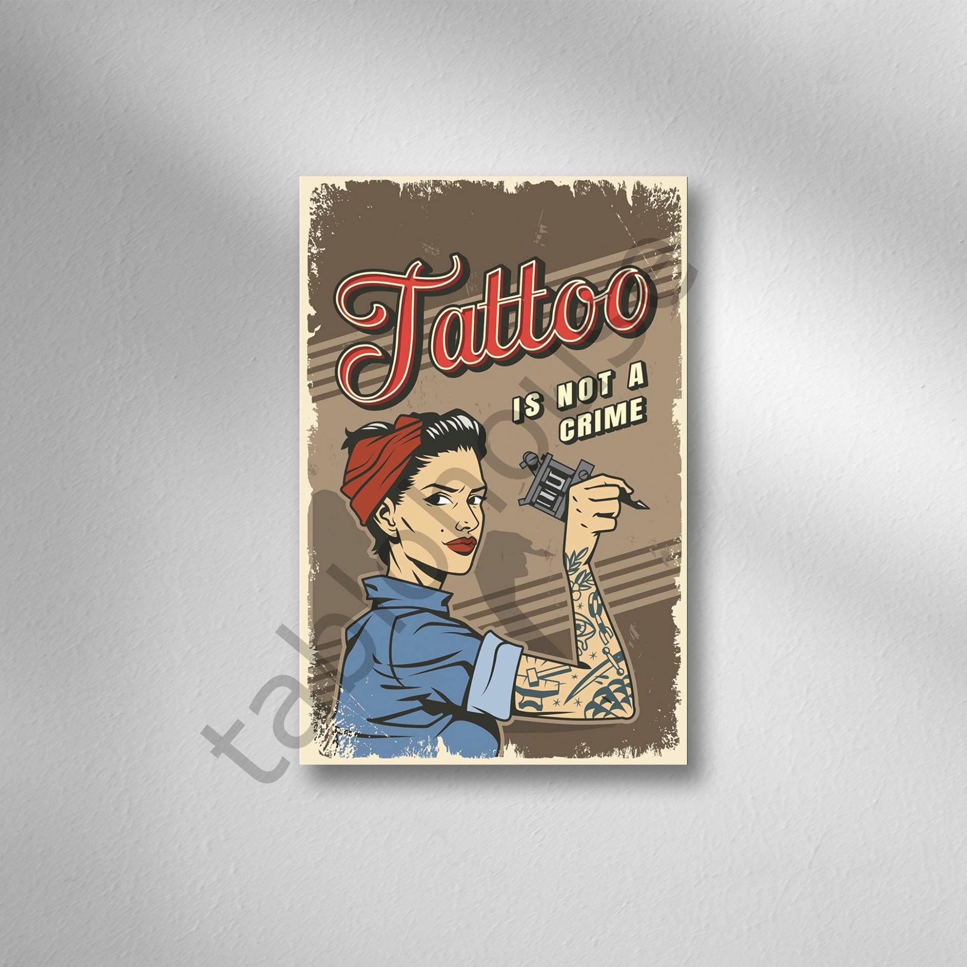 Tattoo Retro Ahşap Poster