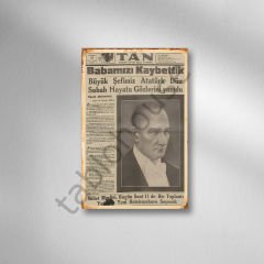 Atatürk'ün Vefat İlanı Retro Ahşap Poster