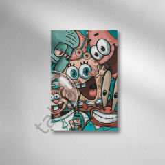 Sünger Bob Retro Ahşap Poster