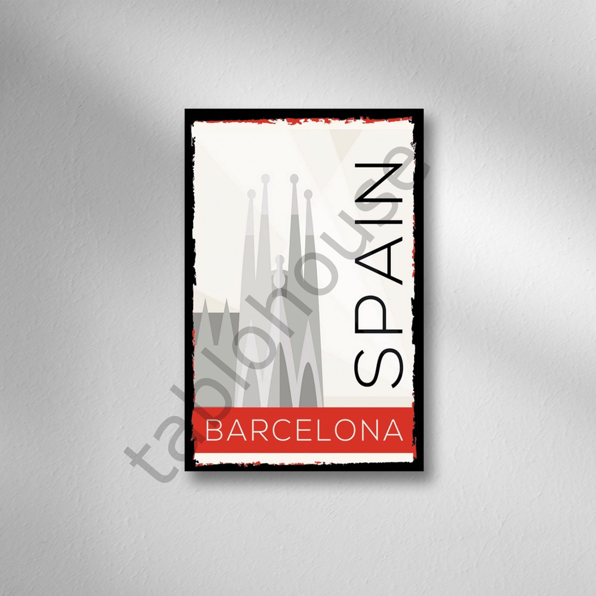 Spaın BarcelonaRetro Ahşap Poster