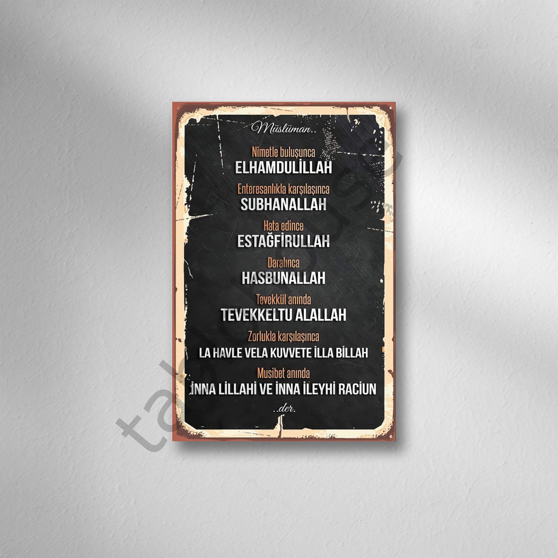 Müslüman Ne Der Retro Ahşap Poster